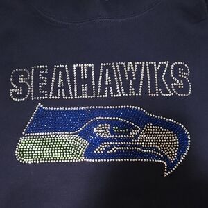 Gildan Adult Seahawks Hoodie - Navy Blue and Green